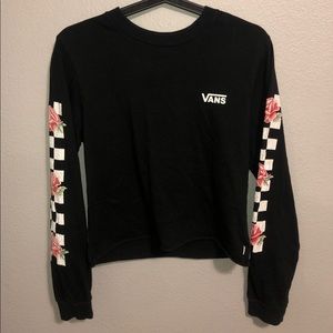 Black vans pink rose checkered cropped long sleeve